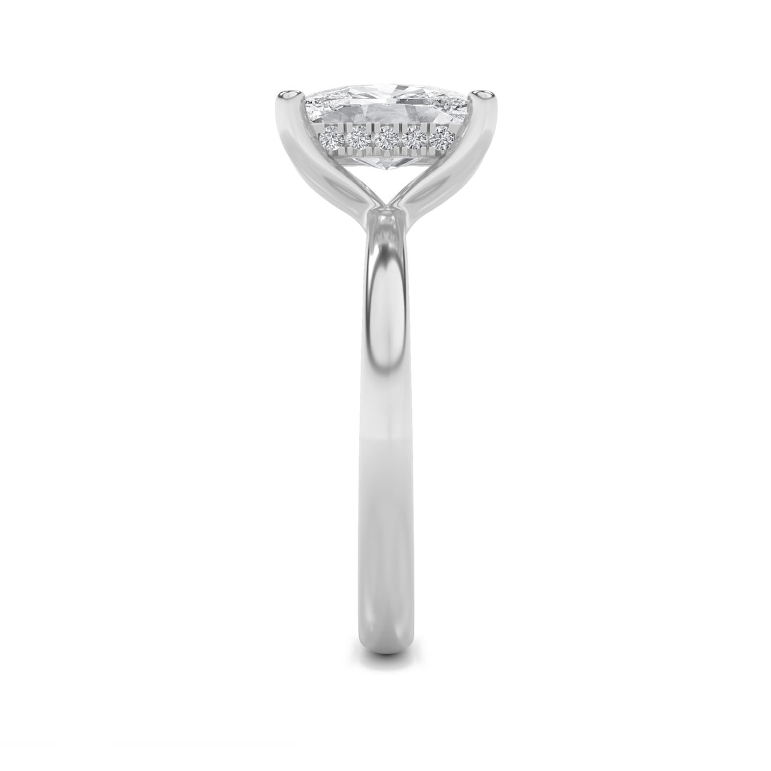 2.5Cttw Elongated Cushion Shaped Lab Grown Diamond (G/VS) Hidden Halo Petite Shank Ring in 14K Gold