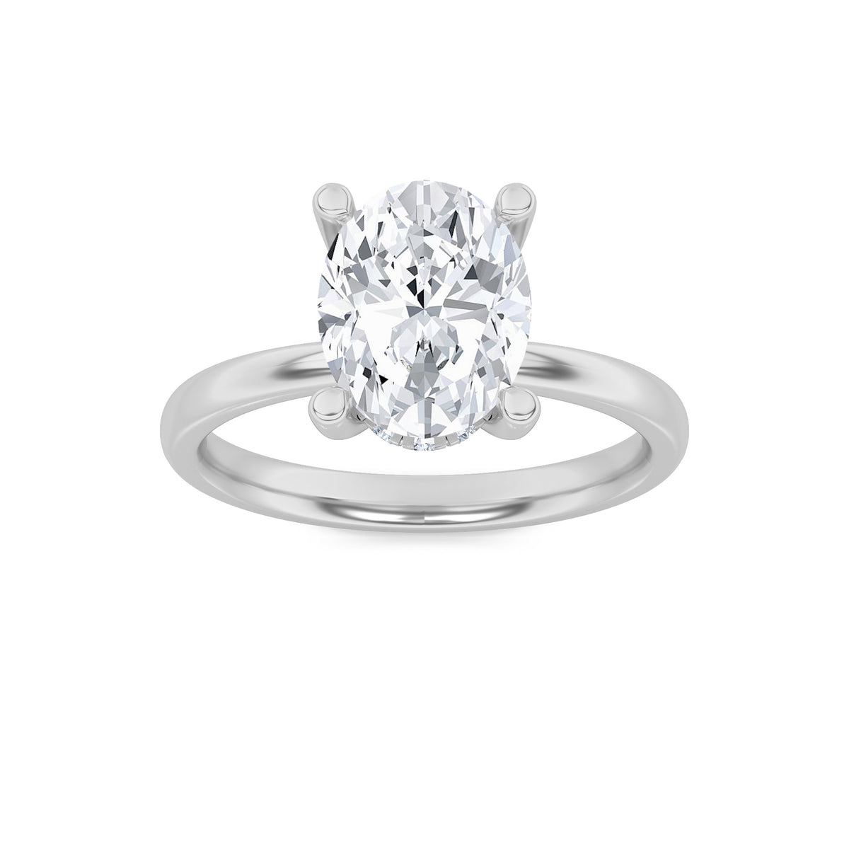 2Cttw Oval Shaped Lab Grown Diamond (F/VS) HiddenHalo Petite Shank Ring in 14K Gold