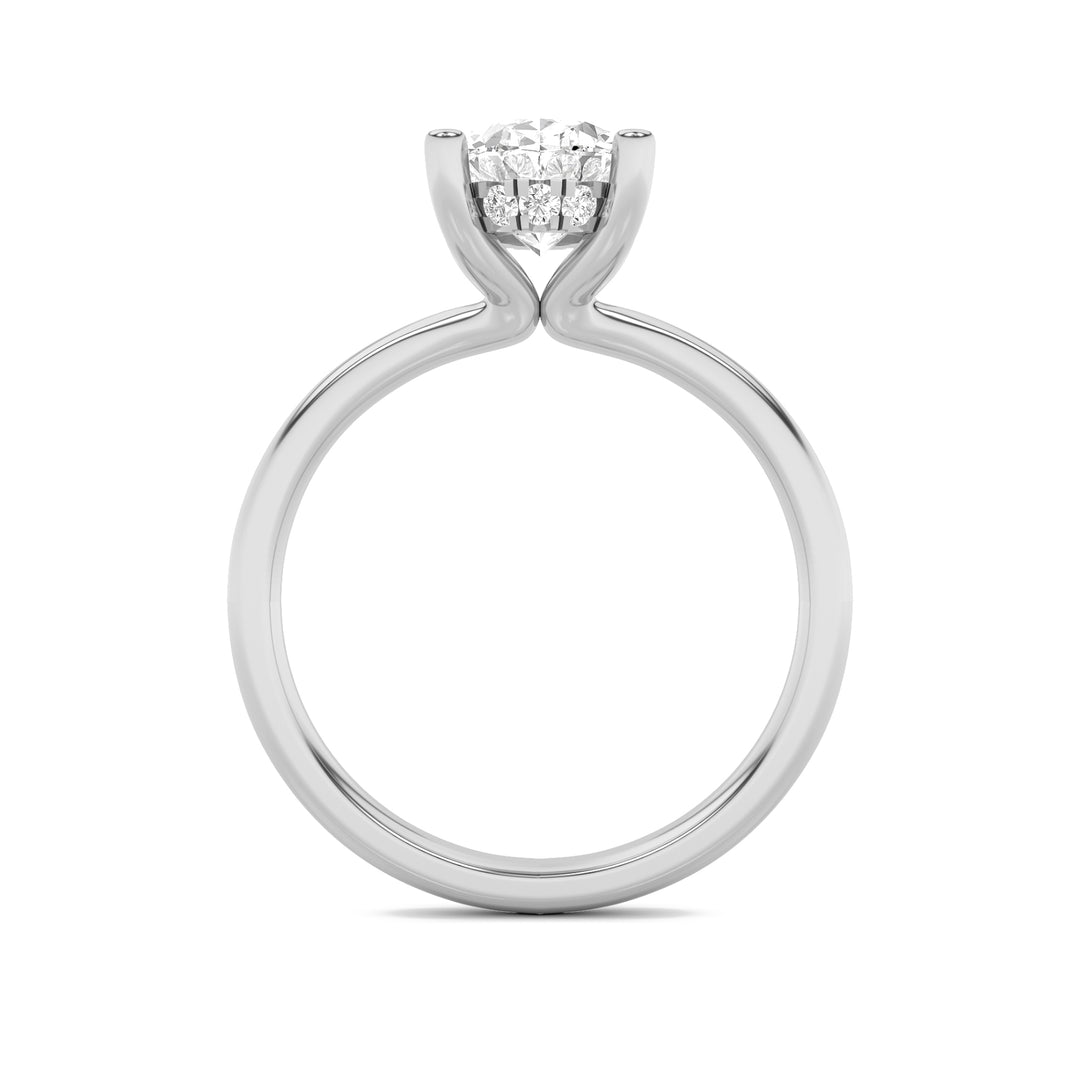 2Cttw Oval Shaped Lab Grown Diamond (F/VS) HiddenHalo Petite Shank Ring in 14K Gold
