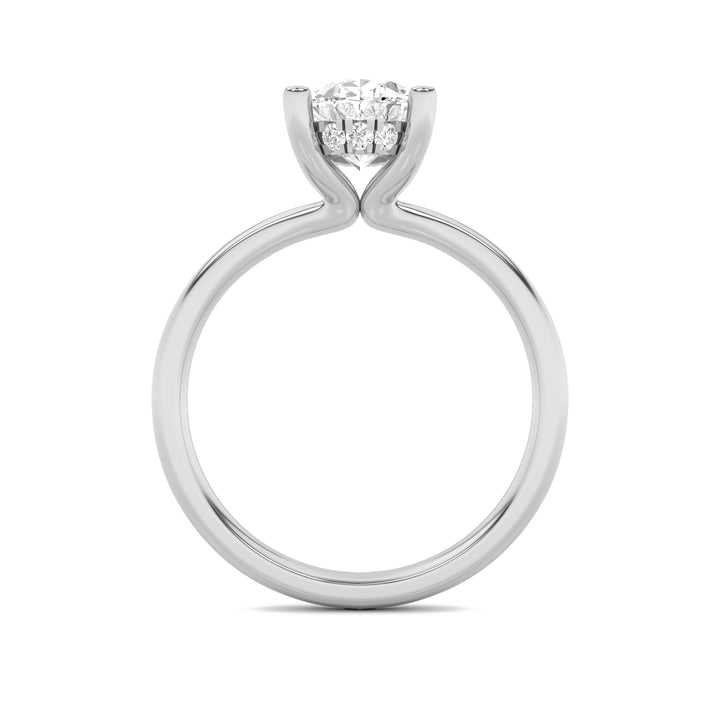 2Cttw Oval Shaped Lab Grown Diamond (F/VS) HiddenHalo Petite Shank Ring in 14K Gold