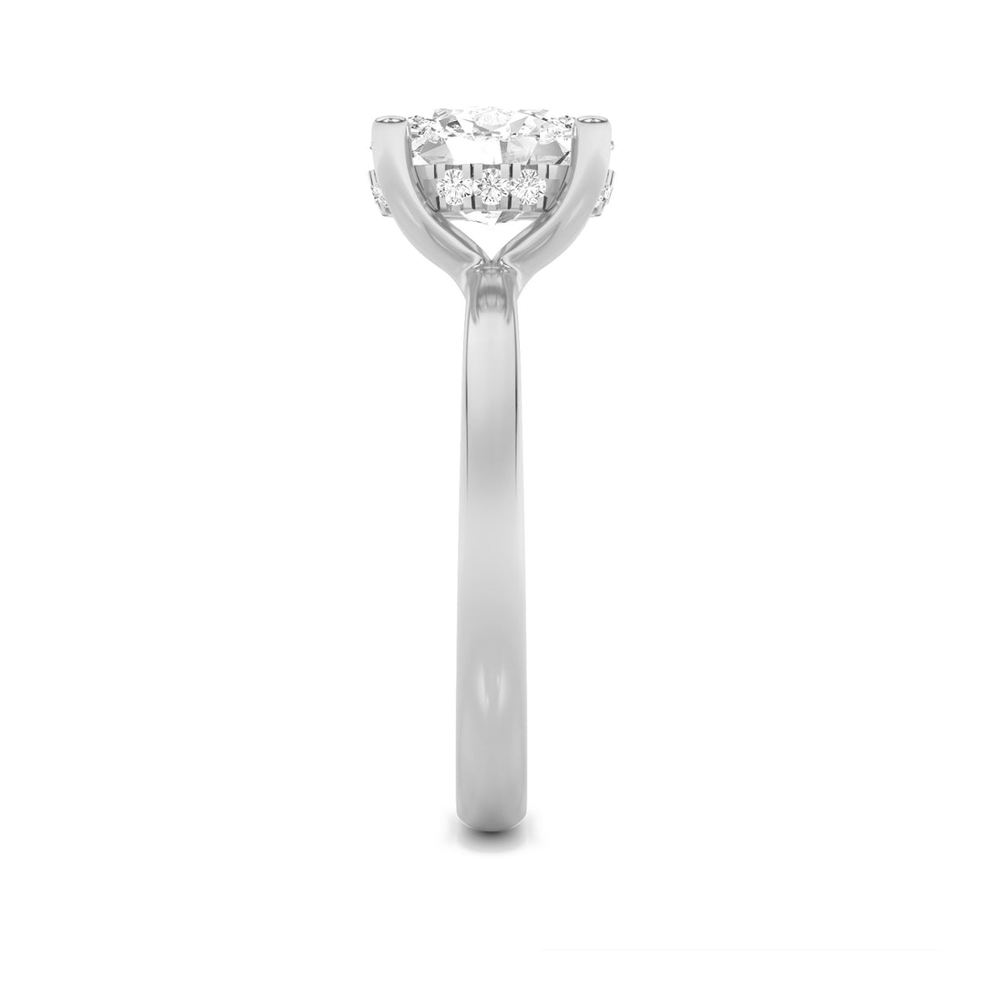 2Cttw Oval Shaped Lab Grown Diamond (F/VS) HiddenHalo Petite Shank Ring in 14K Gold