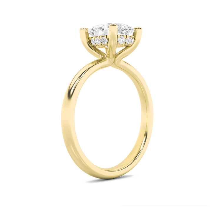 2Cttw Oval Shaped Lab Grown Diamond (F/VS) HiddenHalo Petite Shank Ring in 14K Gold