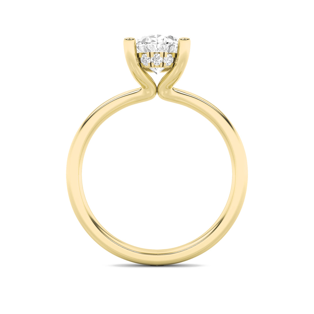 2Cttw Oval Shaped Lab Grown Diamond (F/VS) HiddenHalo Petite Shank Ring in 14K Gold