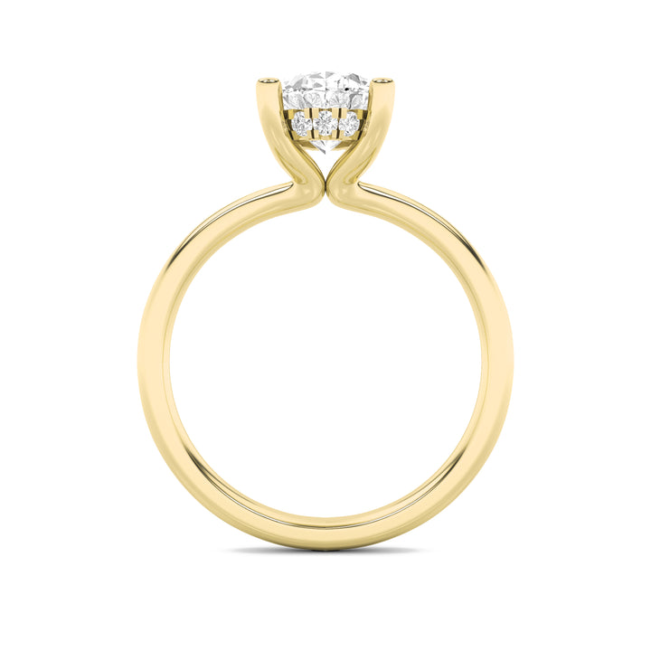 2Cttw Oval Shaped Lab Grown Diamond (F/VS) HiddenHalo Petite Shank Ring in 14K Gold