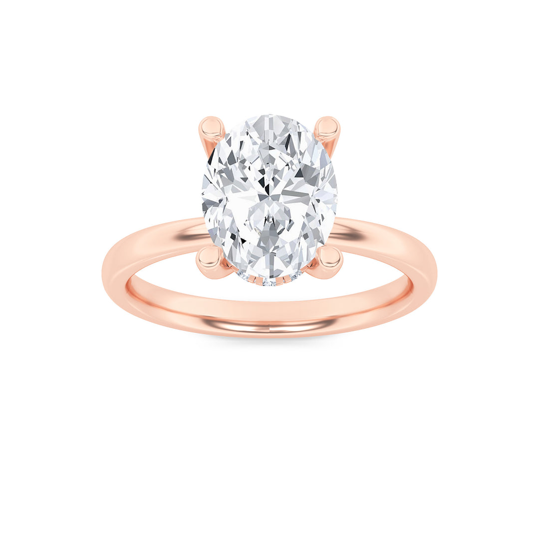 2Cttw Oval Shaped Lab Grown Diamond (F/VS) HiddenHalo Petite Shank Ring in 14K Gold