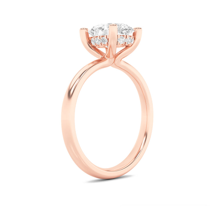 2Cttw Oval Shaped Lab Grown Diamond (F/VS) HiddenHalo Petite Shank Ring in 14K Gold