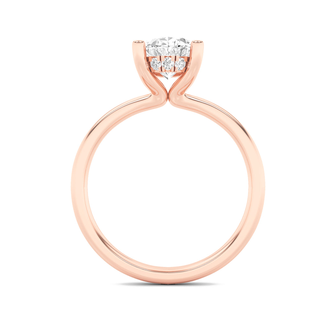 2Cttw Oval Shaped Lab Grown Diamond (F/VS) HiddenHalo Petite Shank Ring in 14K Gold
