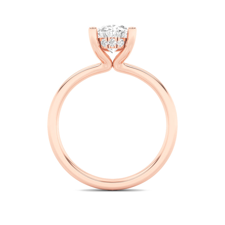 2Cttw Oval Shaped Lab Grown Diamond (F/VS) HiddenHalo Petite Shank Ring in 14K Gold