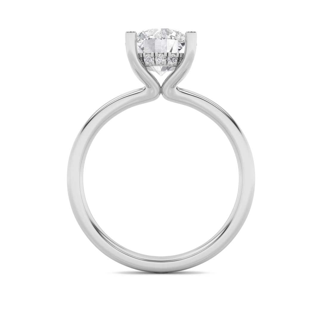 2Cttw Round Shaped Lab Grown Diamond (F/VS) Hidden Halo Petite Shank Ring in 14K Gold