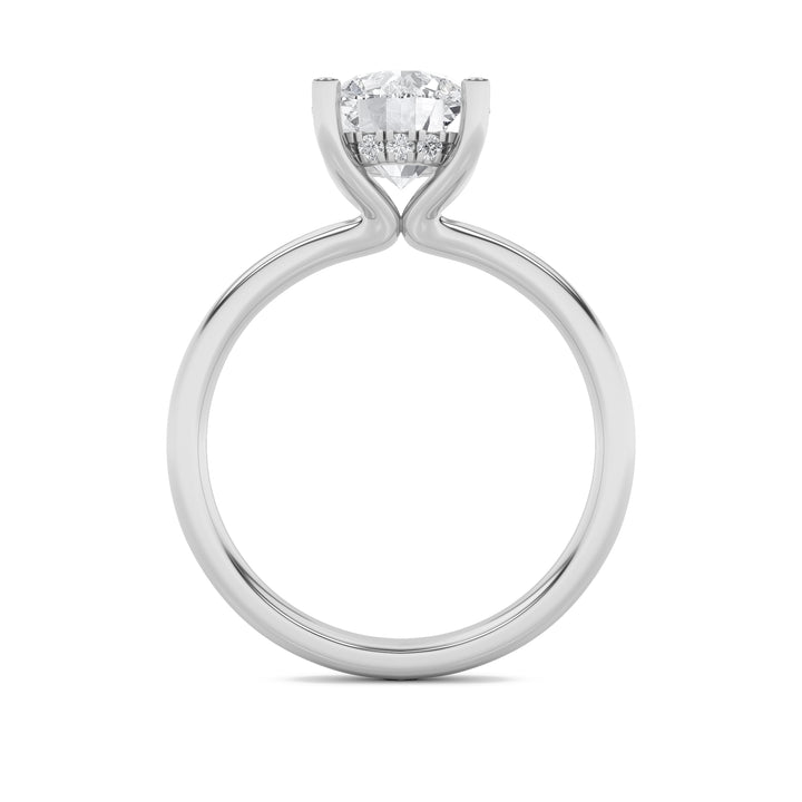 2Cttw Round Shaped Lab Grown Diamond (F/VS) Hidden Halo Petite Shank Ring in 14K Gold