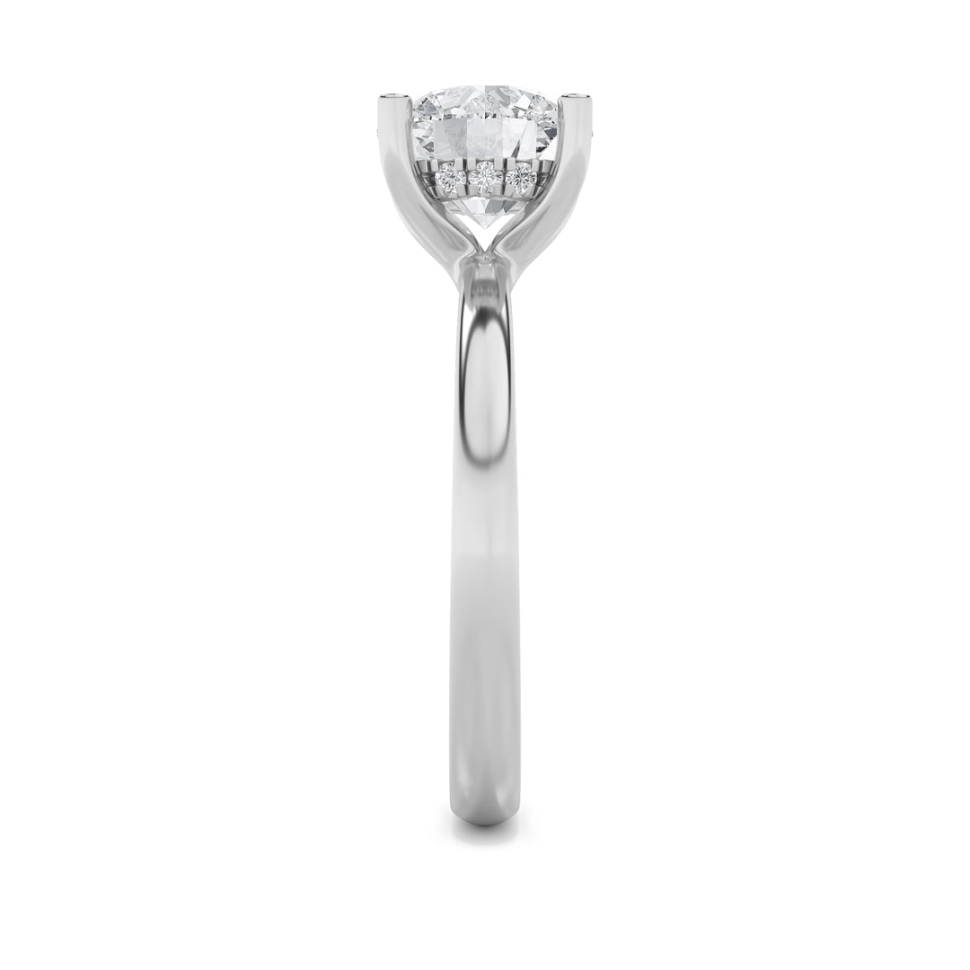 2Cttw Round Shaped Lab Grown Diamond (F/VS) Hidden Halo Petite Shank Ring in 14K Gold