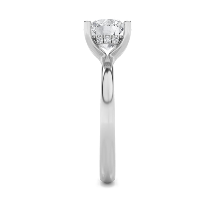 2Cttw Round Shaped Lab Grown Diamond (F/VS) Hidden Halo Petite Shank Ring in 14K Gold