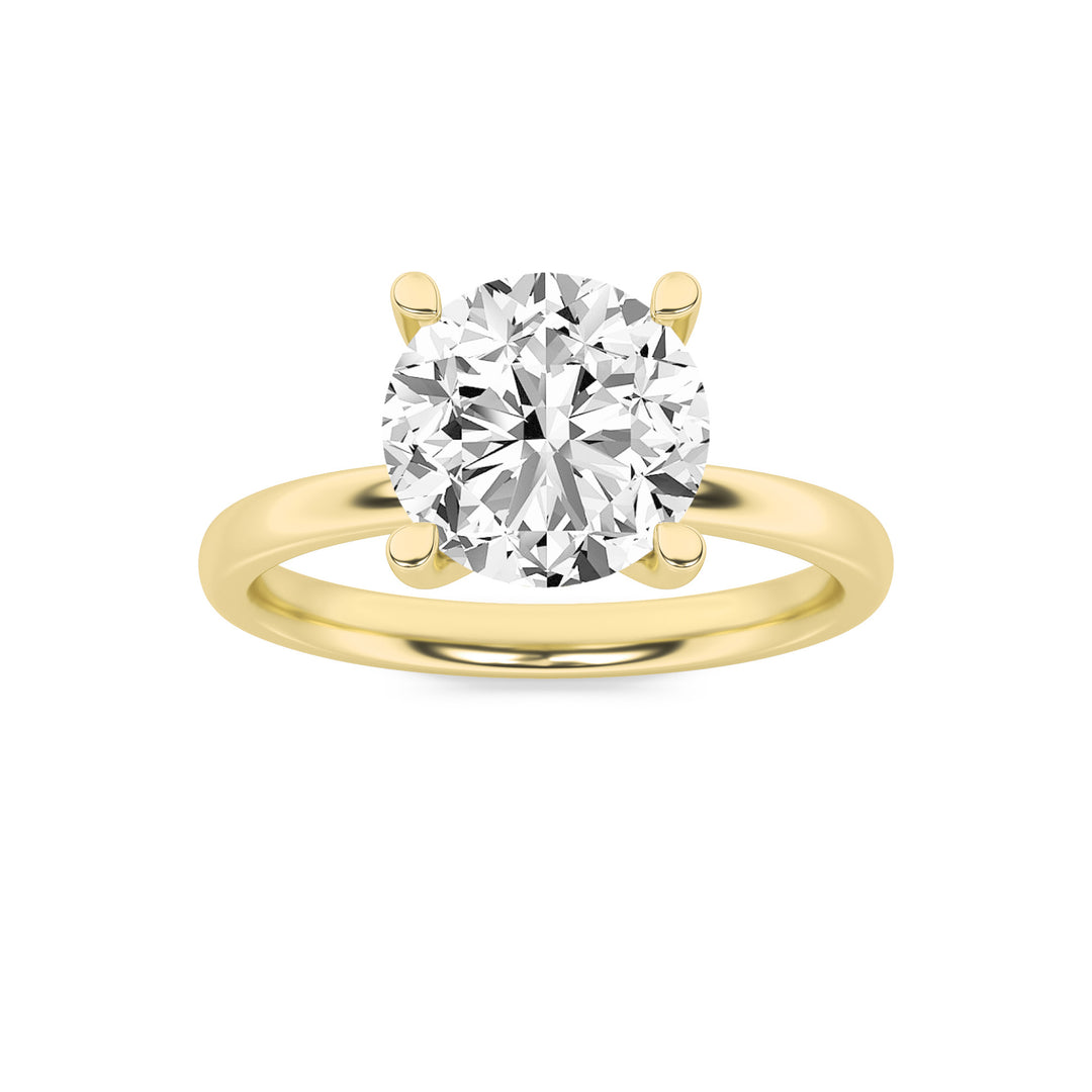 2Cttw Round Shaped Lab Grown Diamond (F/VS) Hidden Halo Petite Shank Ring in 14K Gold