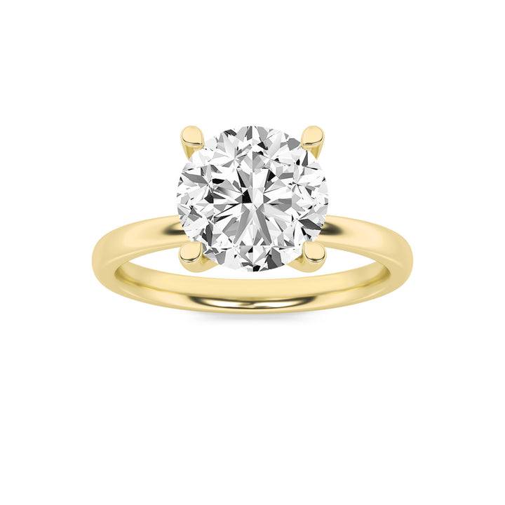 2Cttw Round Shaped Lab Grown Diamond (F/VS) Hidden Halo Petite Shank Ring in 14K Gold