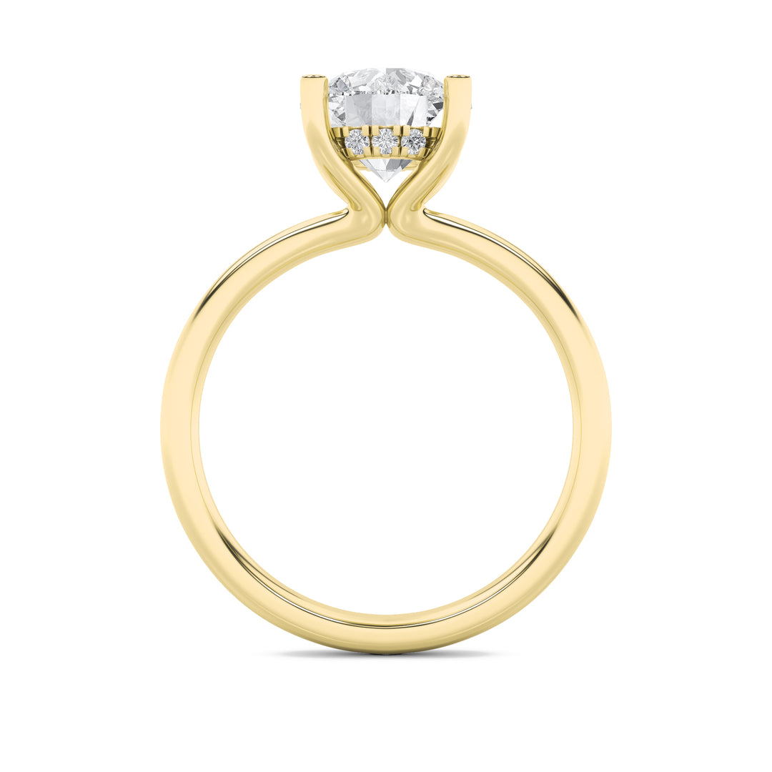 2Cttw Round Shaped Lab Grown Diamond (F/VS) Hidden Halo Petite Shank Ring in 14K Gold