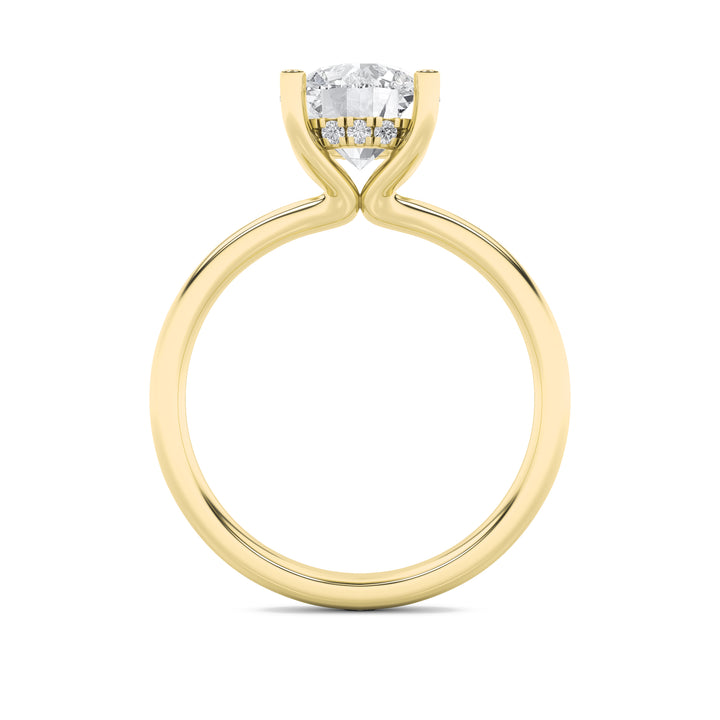 2Cttw Round Shaped Lab Grown Diamond (F/VS) Hidden Halo Petite Shank Ring in 14K Gold