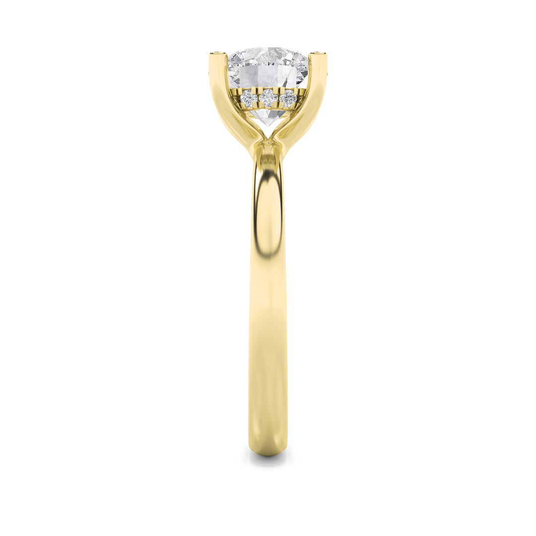 2Cttw Round Shaped Lab Grown Diamond (F/VS) Hidden Halo Petite Shank Ring in 14K Gold