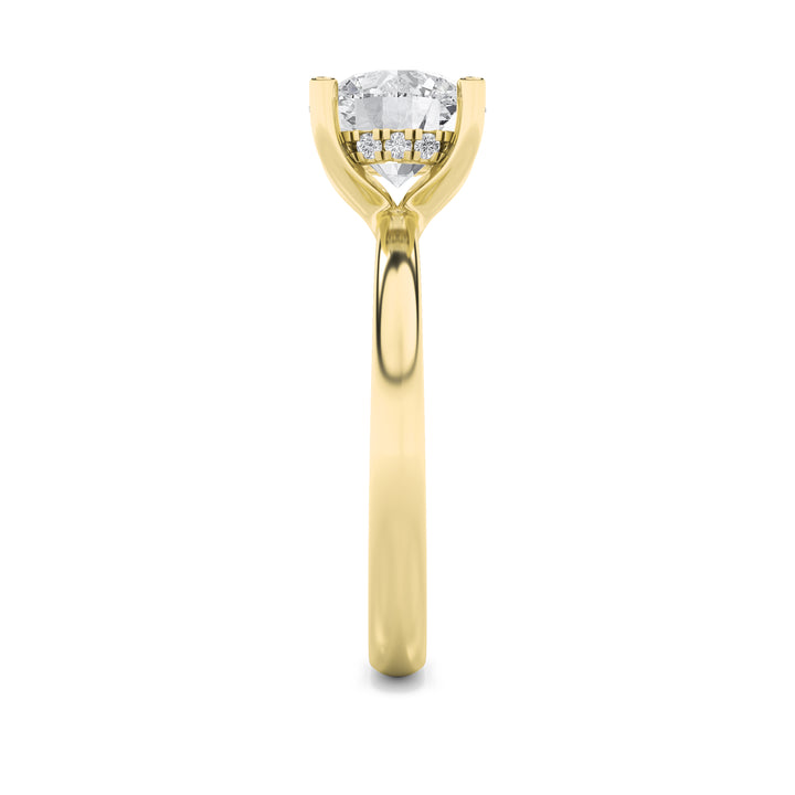 2Cttw Round Shaped Lab Grown Diamond (F/VS) Hidden Halo Petite Shank Ring in 14K Gold