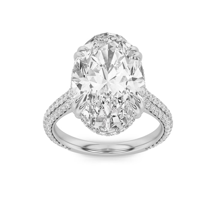 7Cttw Oval Shaped Lab Grown Diamond (F/VS) Bold Statement Accented Ring in 14K Gold