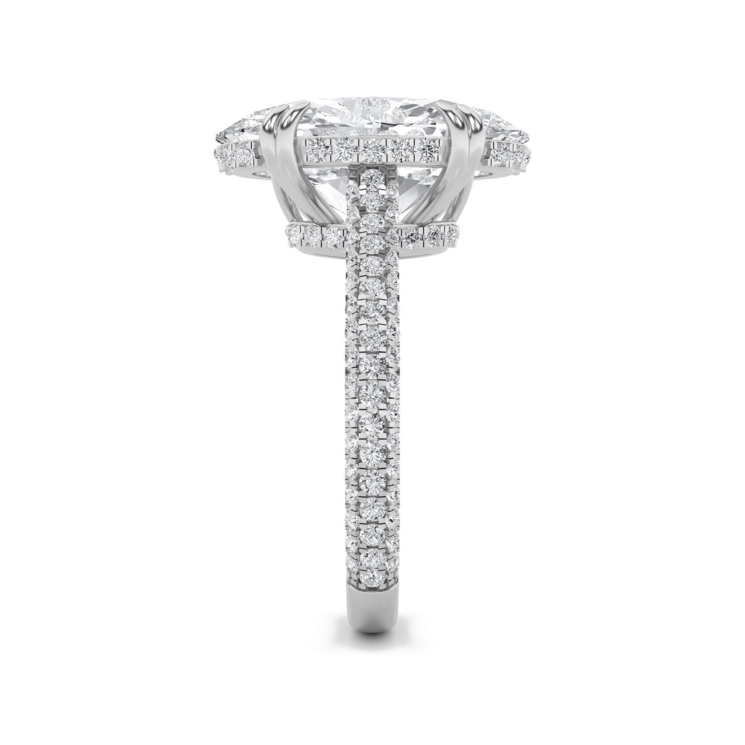 7Cttw Oval Shaped Lab Grown Diamond (F/VS) Bold Statement Accented Ring in 14K Gold