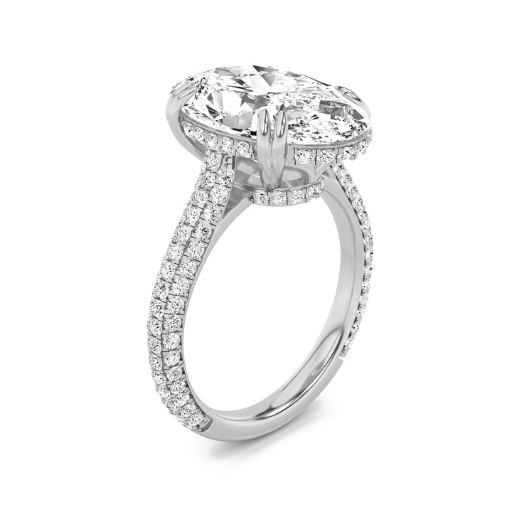 7Cttw Oval Shaped Lab Grown Diamond (G/VS) Bold Statement Accented Ring in 14K Gold