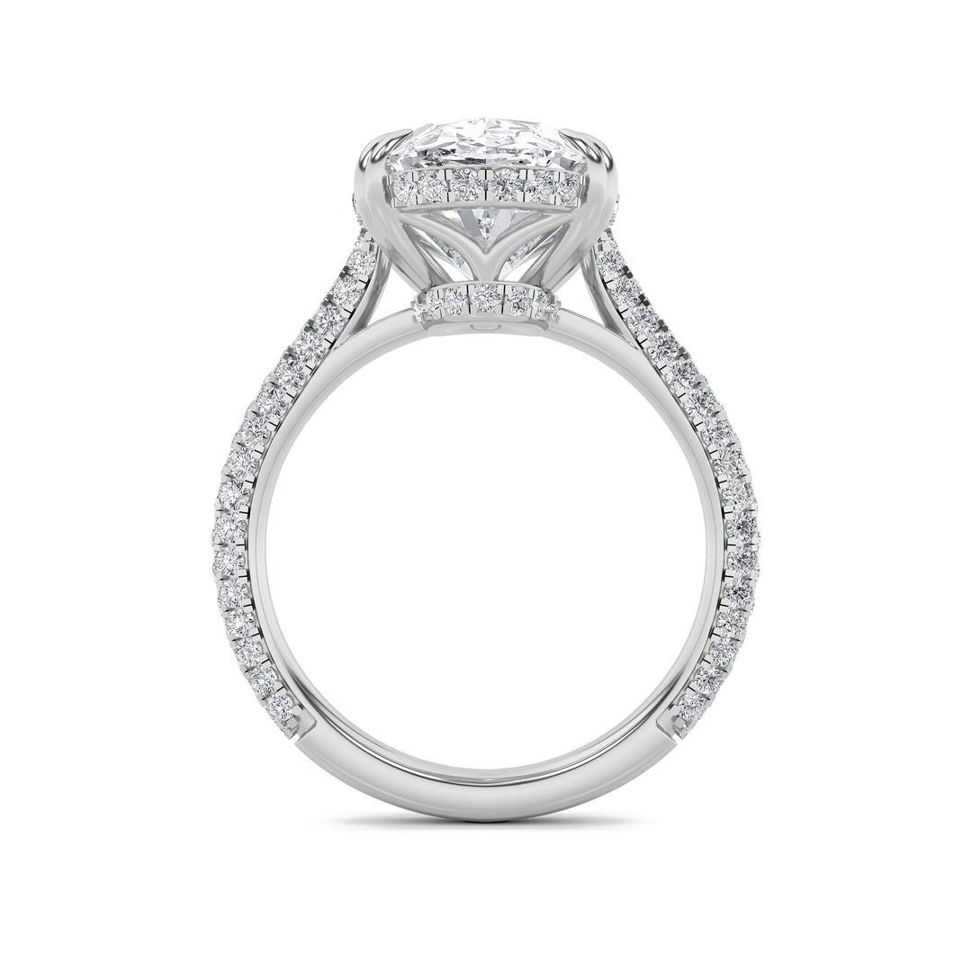 7Cttw Oval Shaped Lab Grown Diamond (G/VS) Bold Statement Accented Ring in 14K Gold
