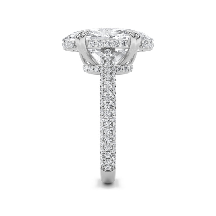7Cttw Oval Shaped Lab Grown Diamond (G/VS) Bold Statement Accented Ring in 14K Gold