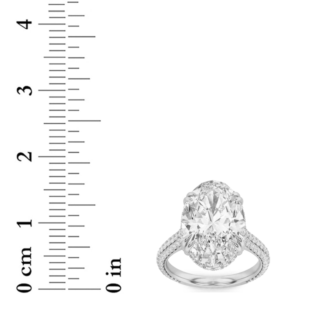 7Cttw Oval Shaped Lab Grown Diamond (G/VS) Bold Statement Accented Ring in 14K Gold