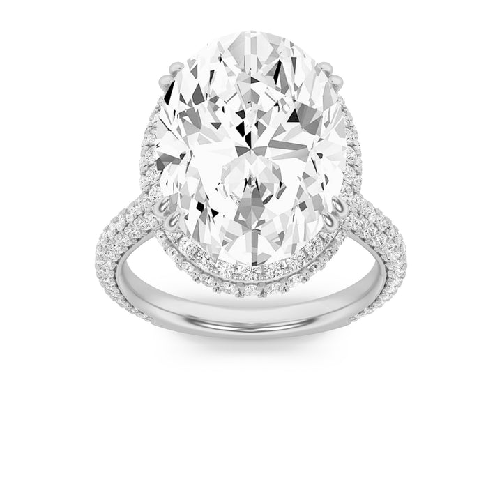7.5Cttw Oval Shaped Lab Grown Diamond (F/VS) BoldStatement Accented Ring in 14K Gold