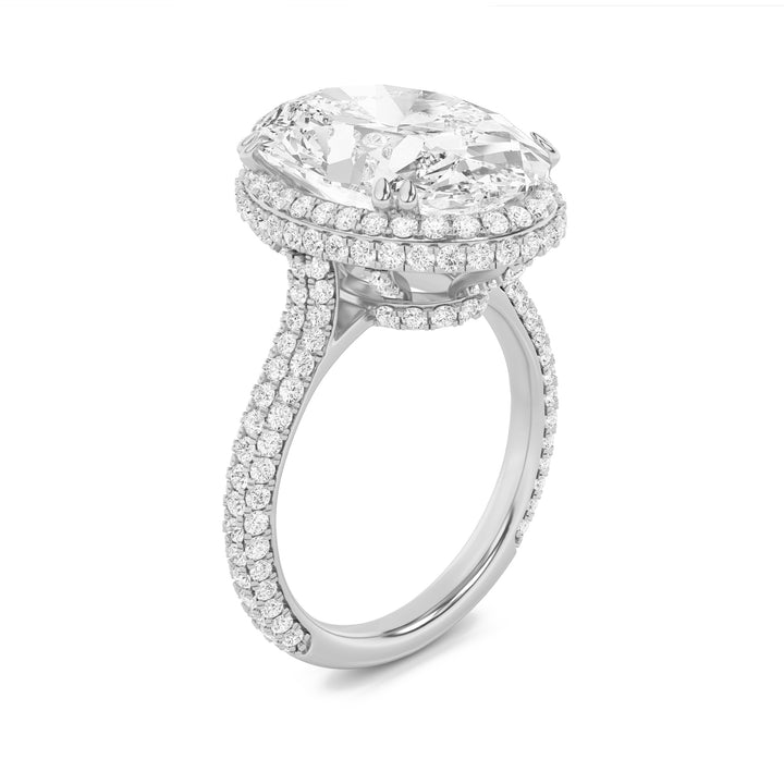 7.5Cttw Oval Shaped Lab Grown Diamond (G/VS) BoldStatement Accented Ring in 14K Gold