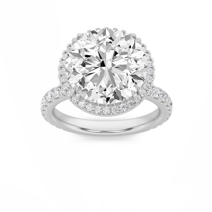 6Cttw Round Shaped Lab Grown Diamond (F/VS) Bold Statement Accented Ring in 14K Gold