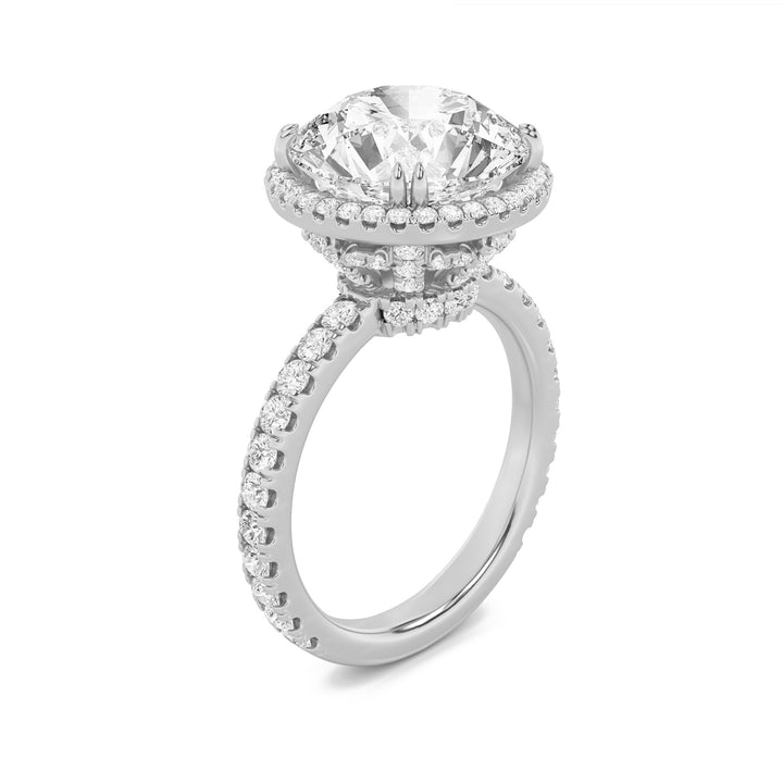 6Cttw Round Shaped Lab Grown Diamond (F/VS) Bold Statement Accented Ring in 14K Gold
