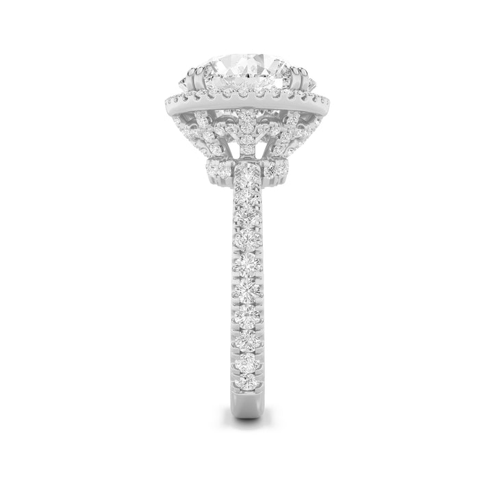 6Cttw Round Shaped Lab Grown Diamond (F/VS) Bold Statement Accented Ring in 14K Gold