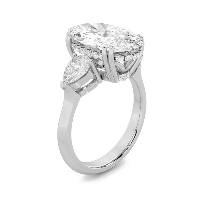 6.5Cttw Oval Shaped Lab Grown Diamond (F/VS) BoldStatement Accented Ring in 14K Gold