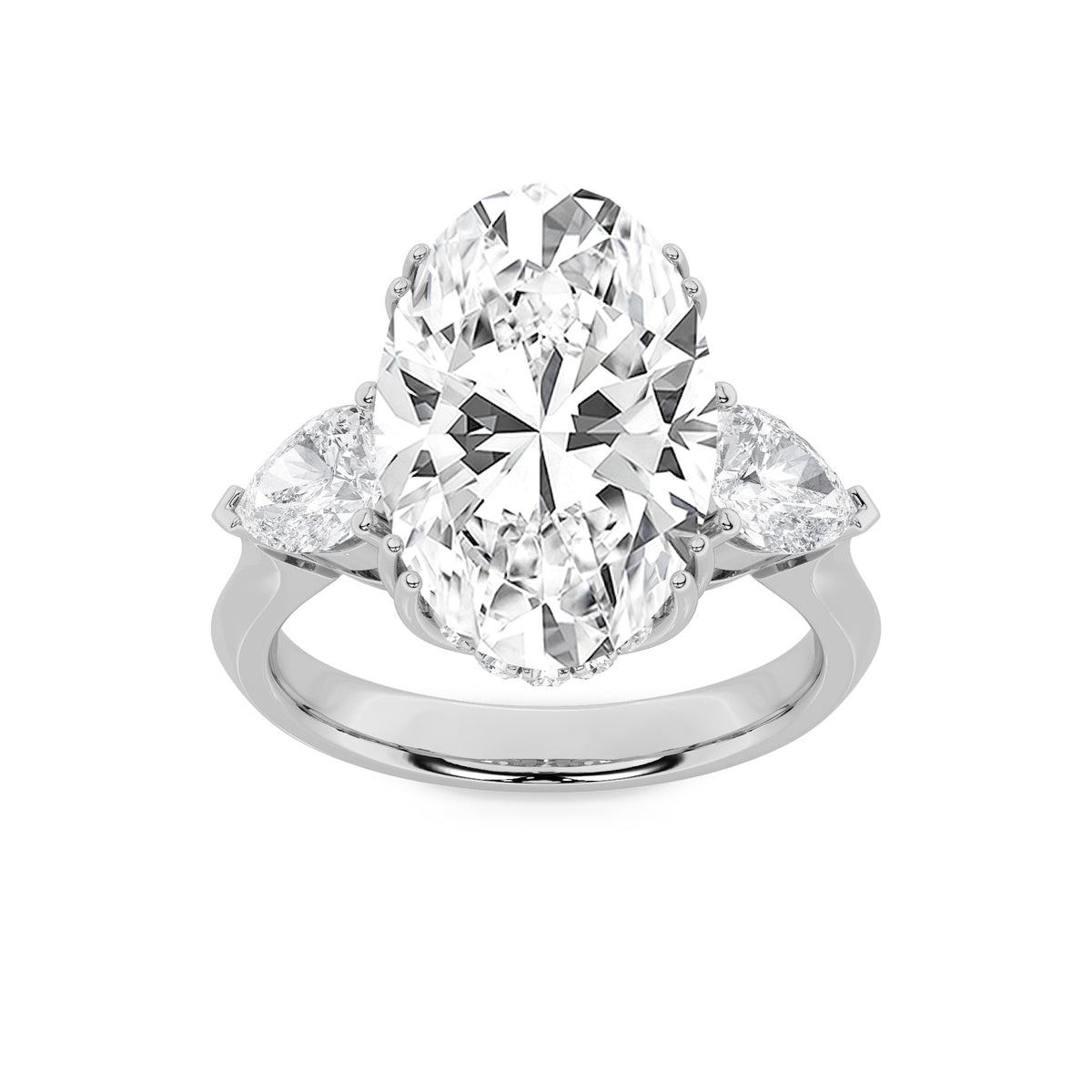6.5Cttw Oval Shaped Lab Grown Diamond (G/VS) BoldStatement Accented Ring in 14K Gold