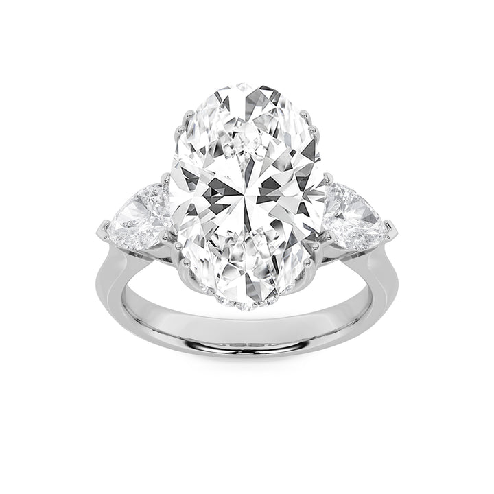 6.5Cttw Oval Shaped Lab Grown Diamond (G/VS) BoldStatement Accented Ring in 14K Gold