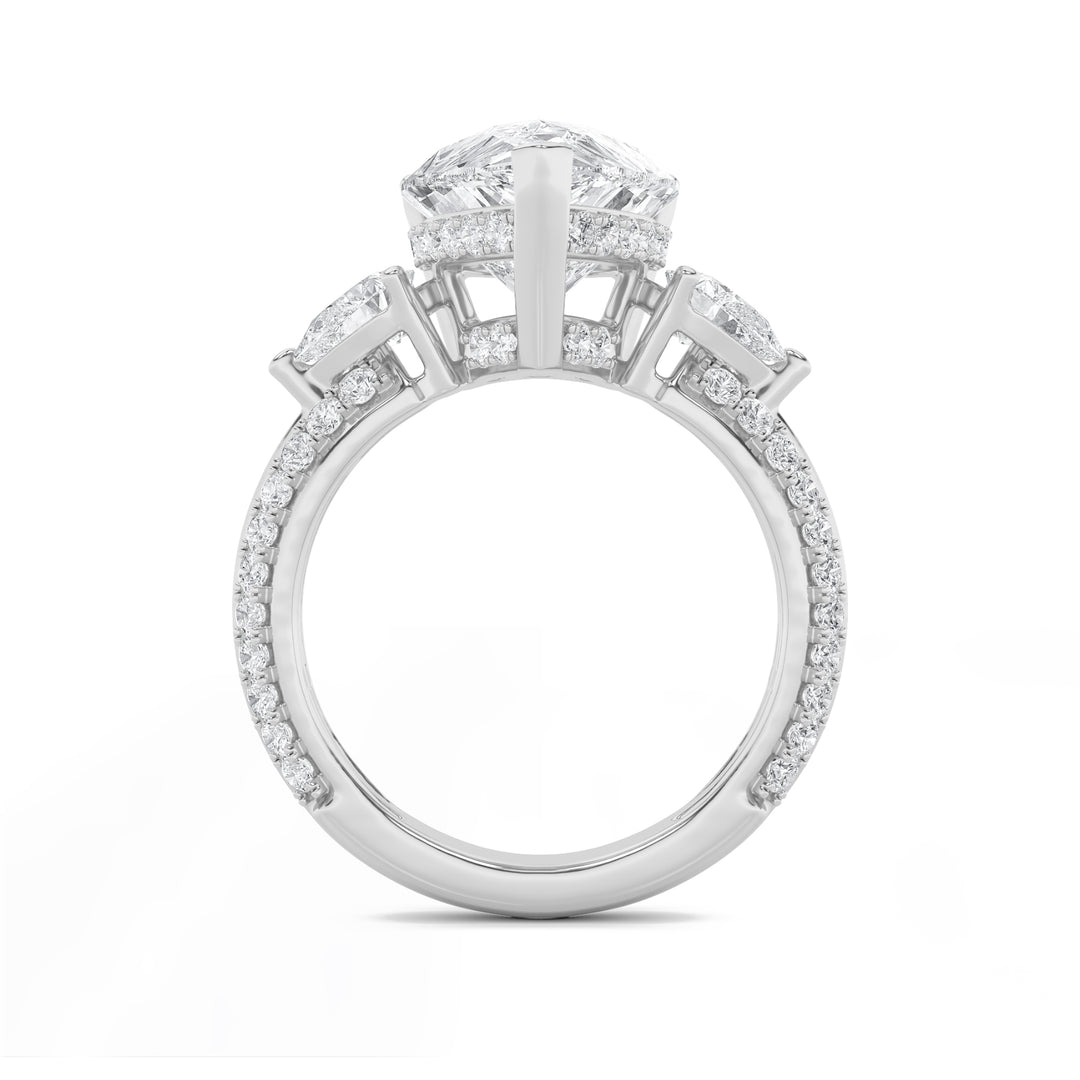 6.75Cttw Pear Shaped Lab Grown Diamond (F/VS) Bold Statement Accented Ring in 14K Gold
