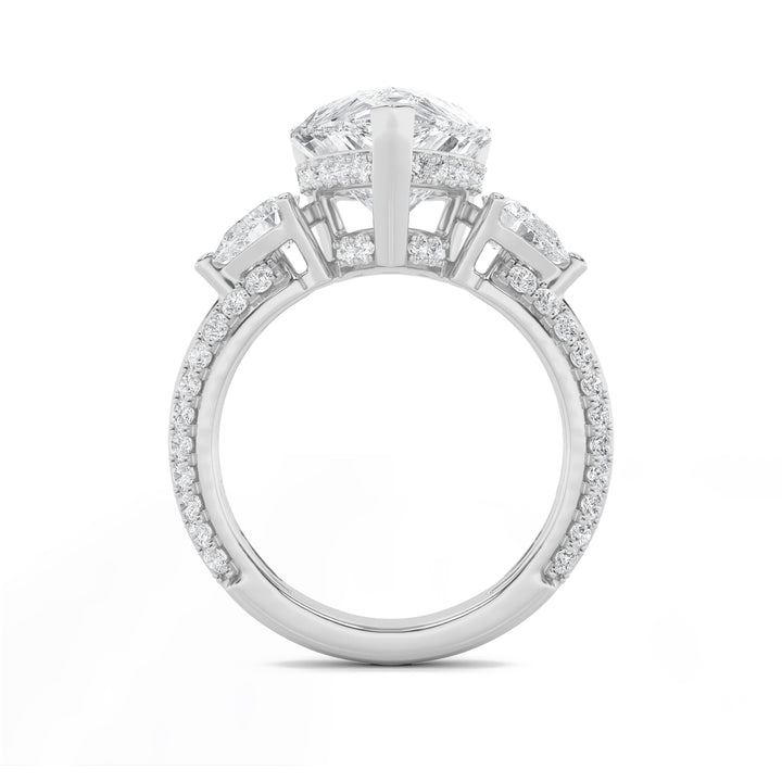 6.75Cttw Pear Shaped Lab Grown Diamond (F/VS) Bold Statement Accented Ring in 14K Gold