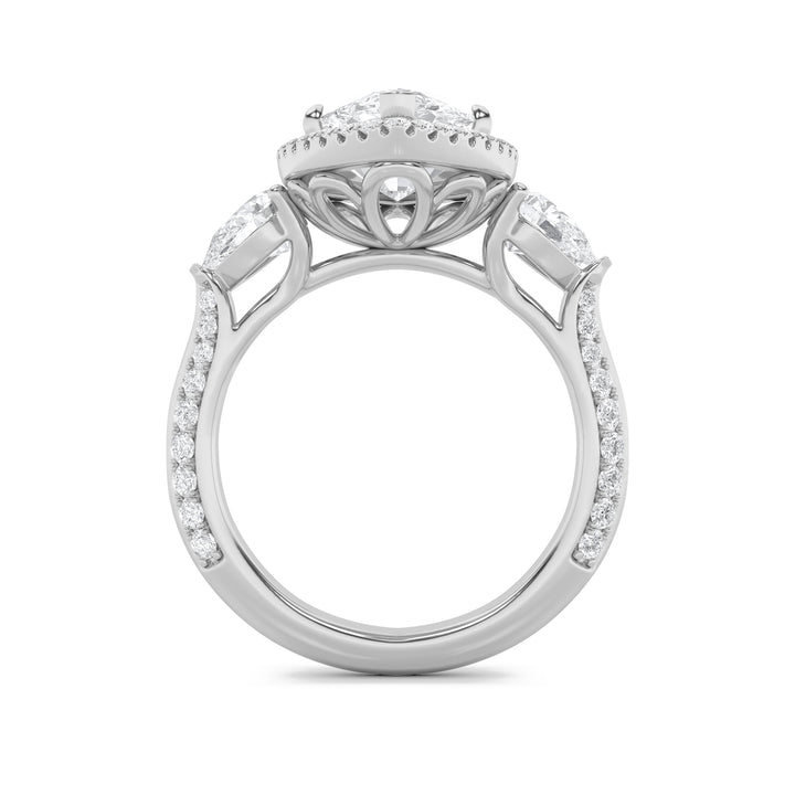 6.5Cttw Marquise Shaped Lab Grown Diamond (G/VS) Bold Statement Accented Ring in 14K Gold