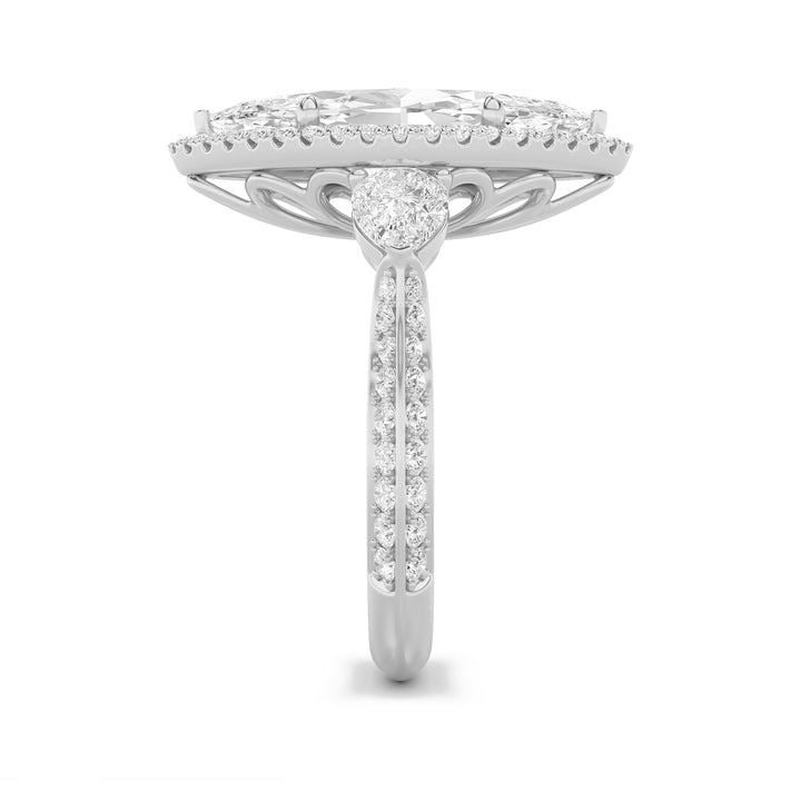 6.5Cttw Marquise Shaped Lab Grown Diamond (G/VS) Bold Statement Accented Ring in 14K Gold
