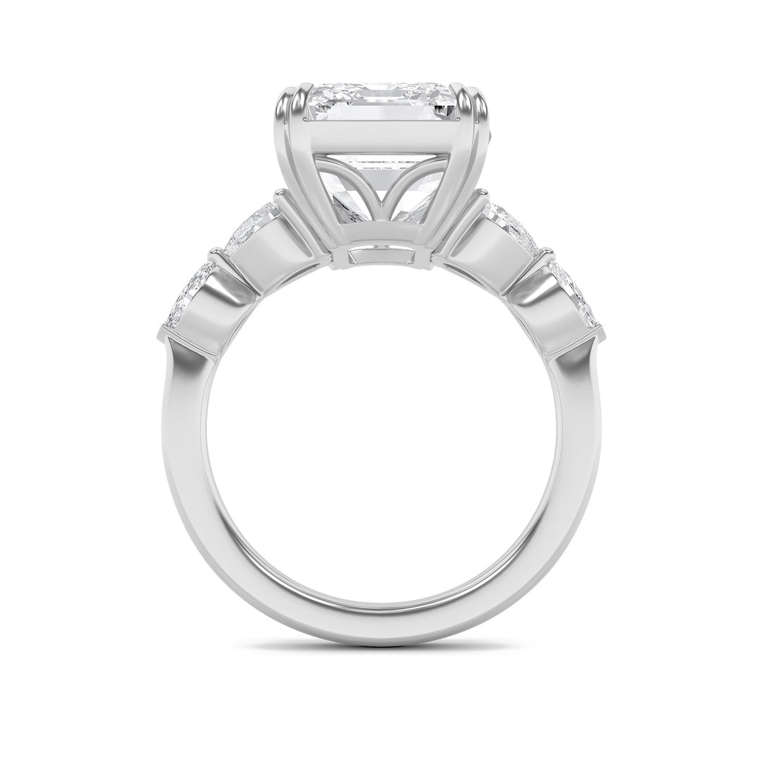 8.5Cttw Emerald Shaped Lab Grown Diamond (F/VS) Bold Statement Accented Ring in 14K Gold