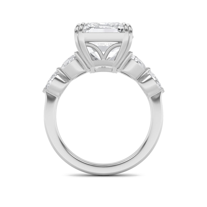 8.5Cttw Emerald Shaped Lab Grown Diamond (F/VS) Bold Statement Accented Ring in 14K Gold