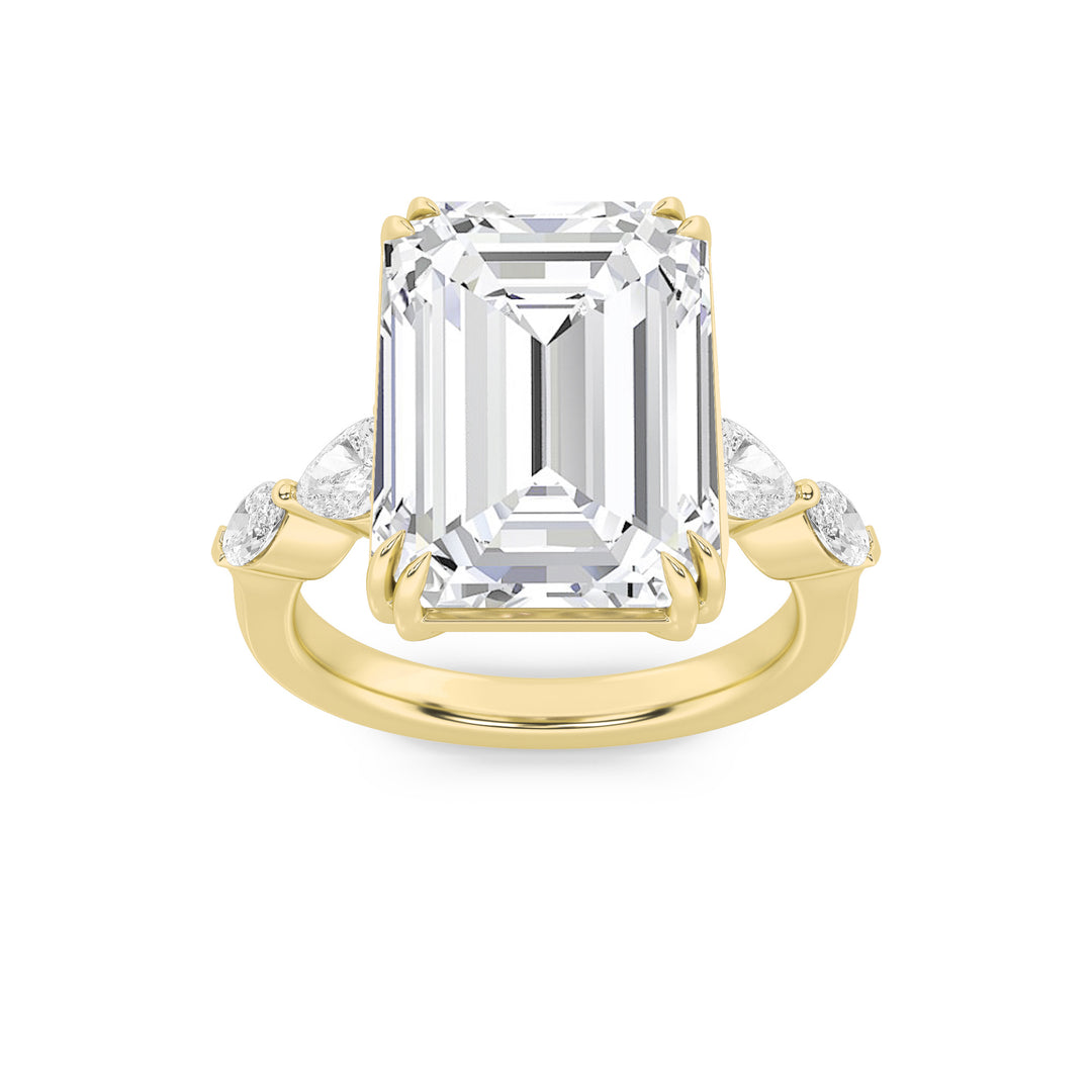 8.5Cttw Emerald Shaped Lab Grown Diamond (G/VS) Bold Statement Accented Ring in 14K Gold