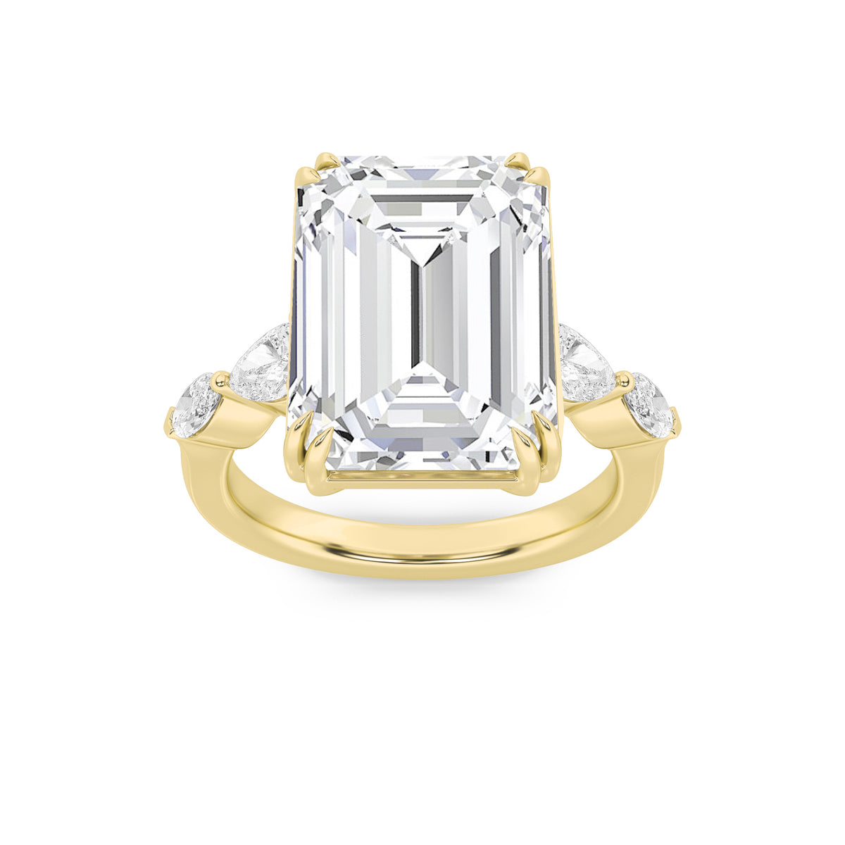 8.5Cttw Emerald Shaped Lab Grown Diamond (G/VS) Bold Statement Accented Ring in 14K Gold