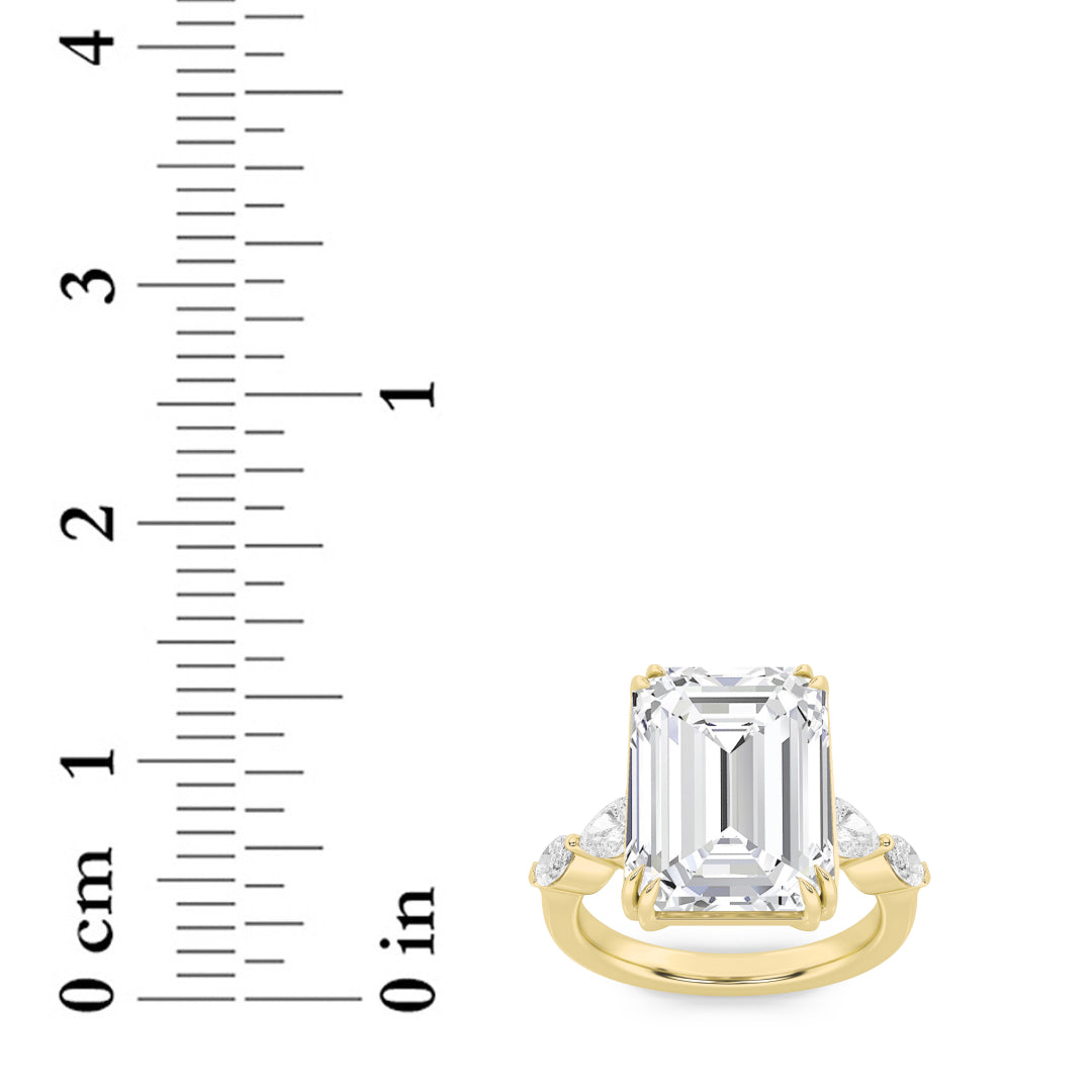 8.5Cttw Emerald Shaped Lab Grown Diamond (G/VS) Bold Statement Accented Ring in 14K Gold