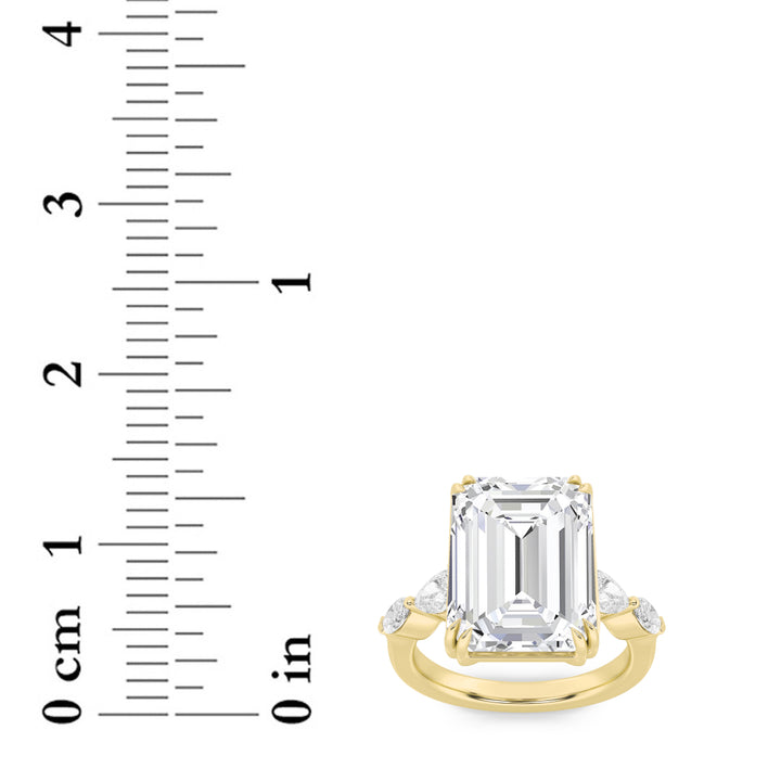 8.5Cttw Emerald Shaped Lab Grown Diamond (G/VS) Bold Statement Accented Ring in 14K Gold