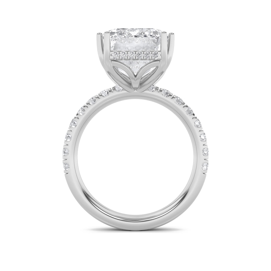 10.25Cttw Emerald Shaped Lab Grown Diamond (G/VS)Bold Statement Accented Ring in 14K Gold
