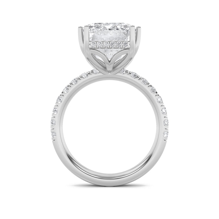 10.25Cttw Emerald Shaped Lab Grown Diamond (F/VVS) Bold Statement Accented Ring in 14K Gold