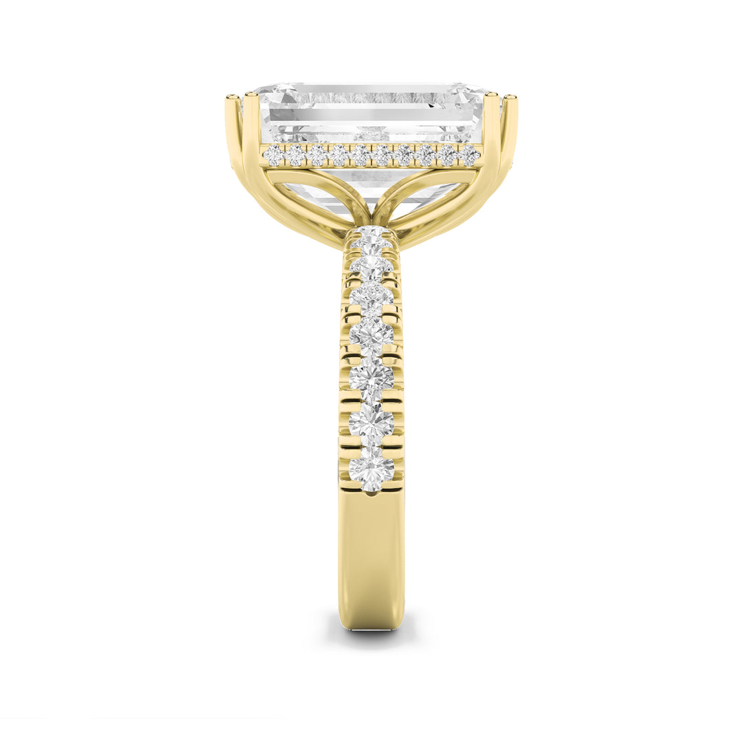 10.25Cttw Emerald Shaped Lab Grown Diamond (G/VS)Bold Statement Accented Ring in 14K Gold