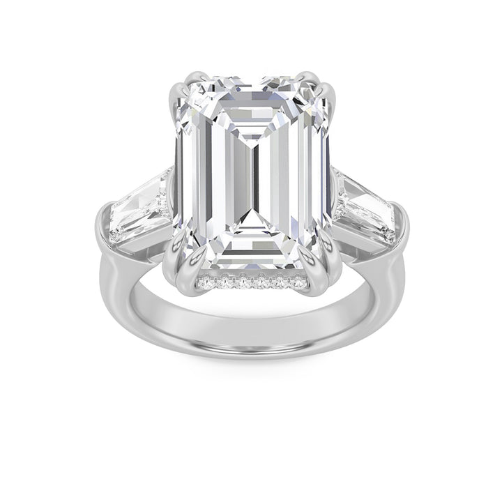 9Cttw Emerald Shaped Lab Grown Diamond (F/VS) Bold Statement Accented Ring in 14K Gold